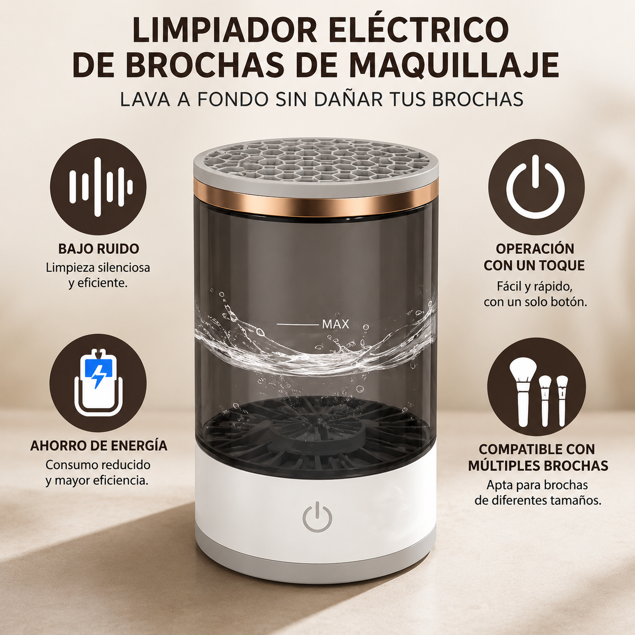Limpiador Eléctrico Brochas Maquillaje