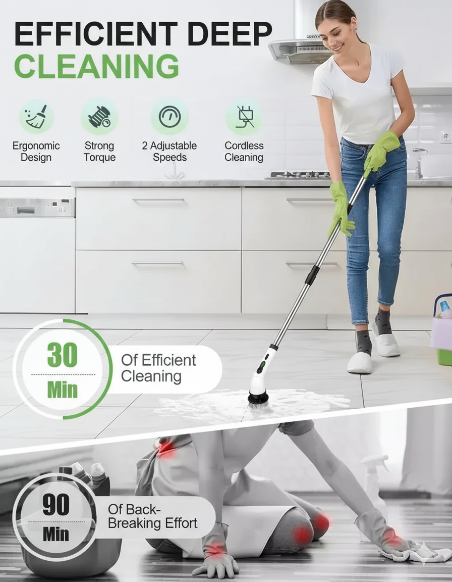 CEPILLO DE LIMPIEZA ELÉCTRICO 9 EN 1 – LIMPIA SIN ESFUERZO