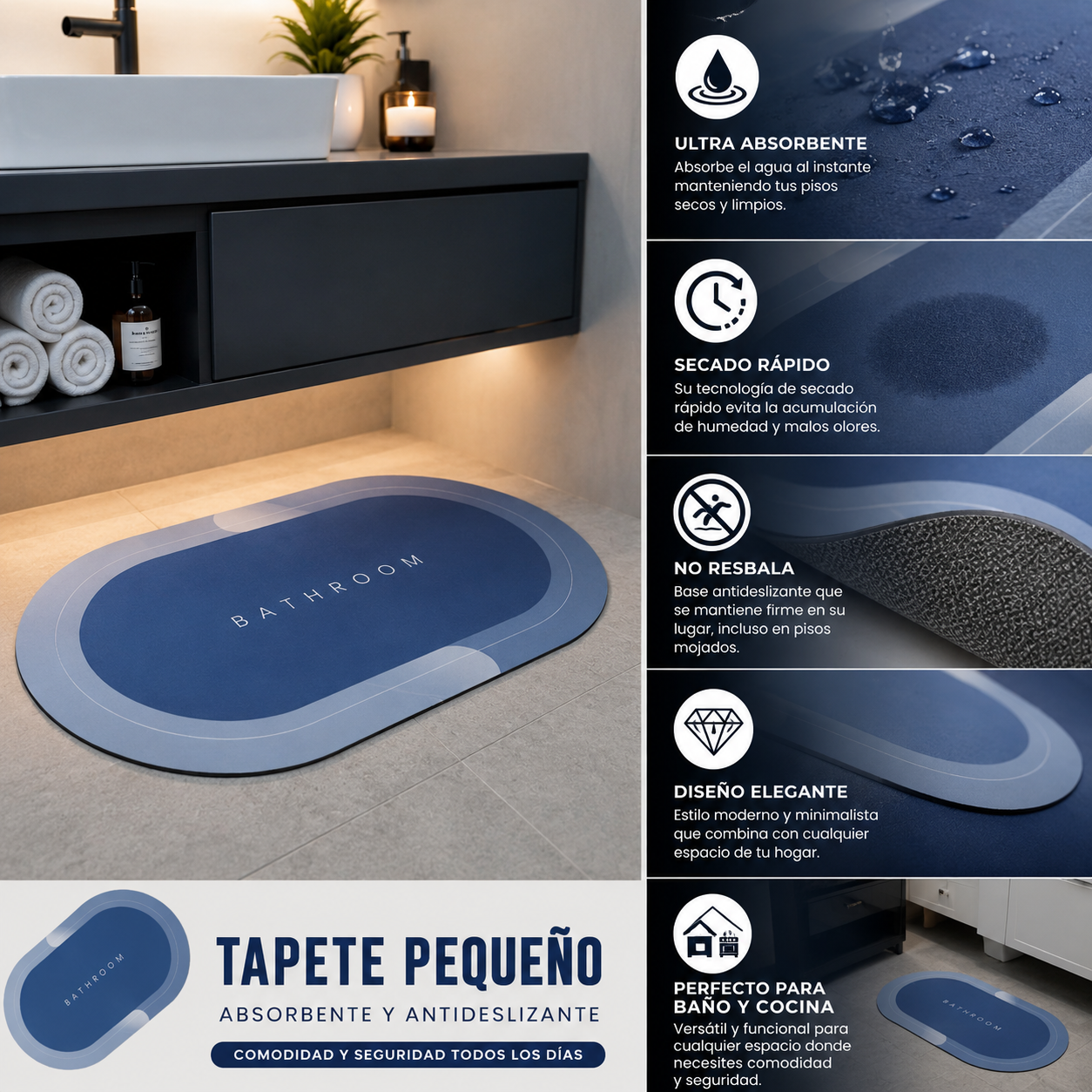 Tapete Pequeño Absorbente Y Antideslizan