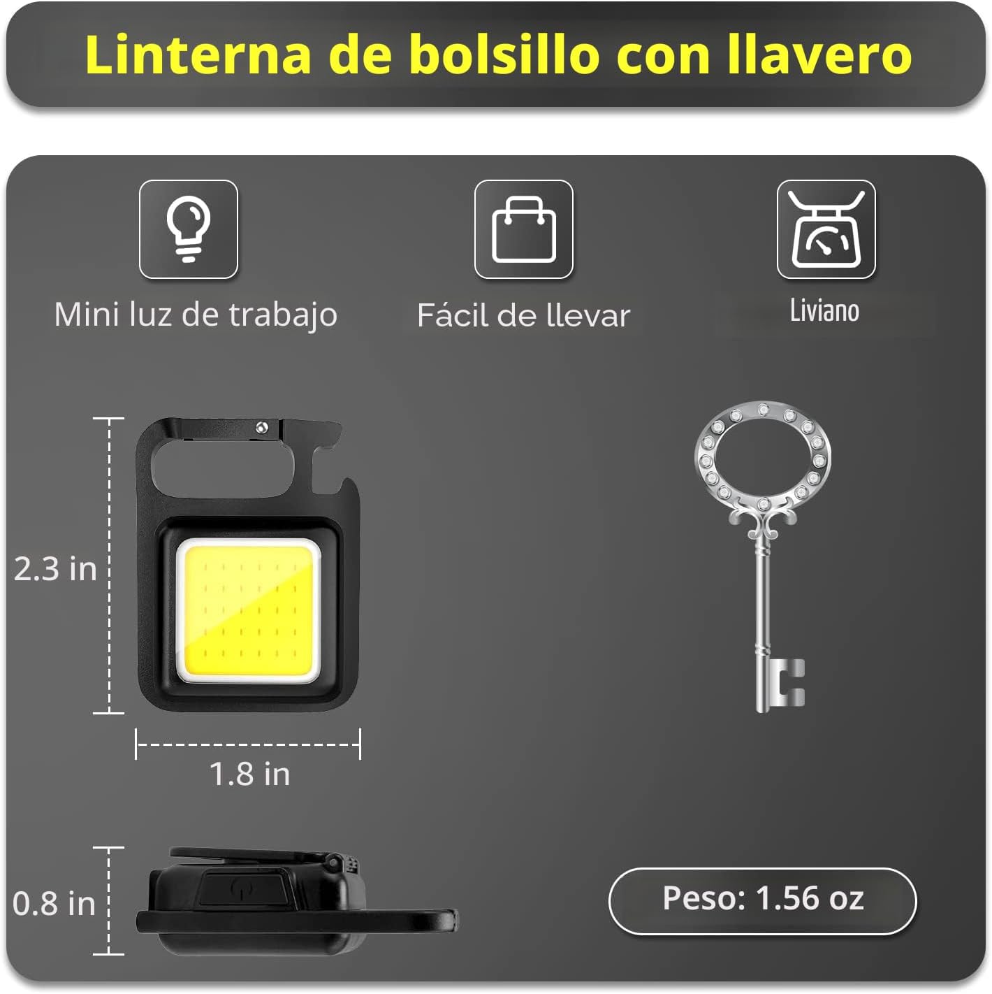 MINI LINTERNA LLAVERO LED RECARGABLE USB