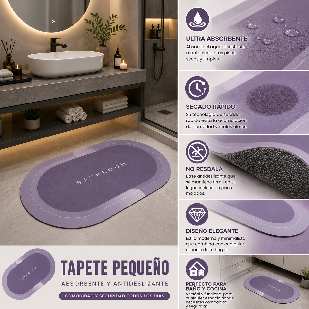 Tapete Pequeño Absorbente Y Antideslizan