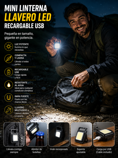 MINI LINTERNA LLAVERO LED RECARGABLE USB