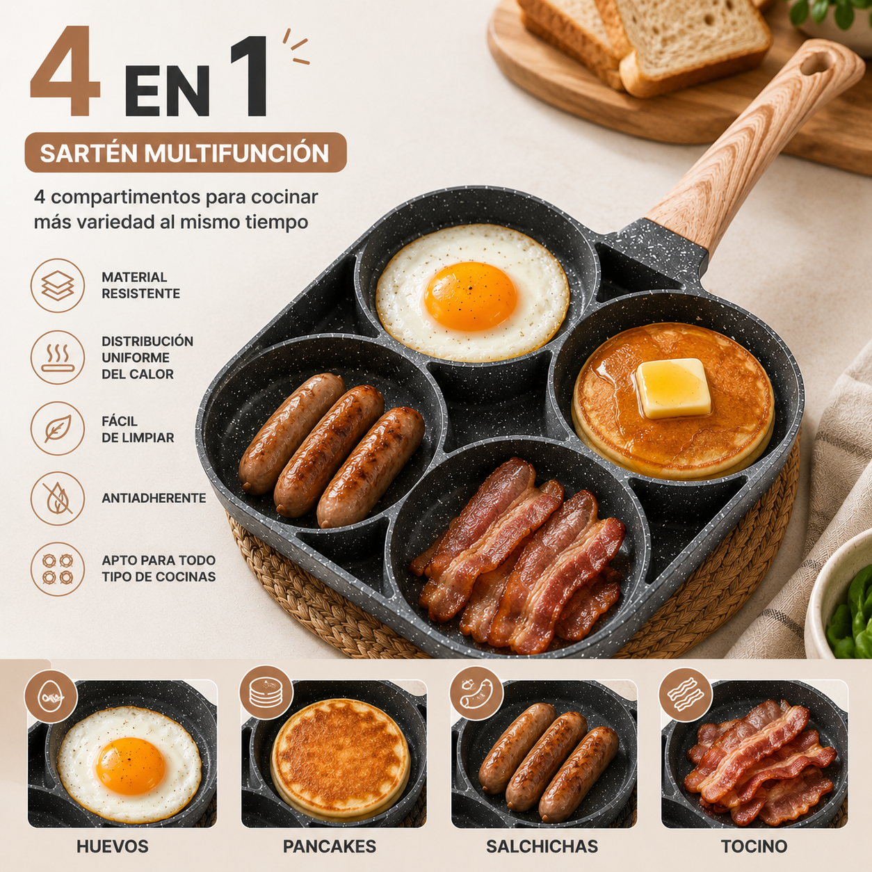 Sarten 4 puestos