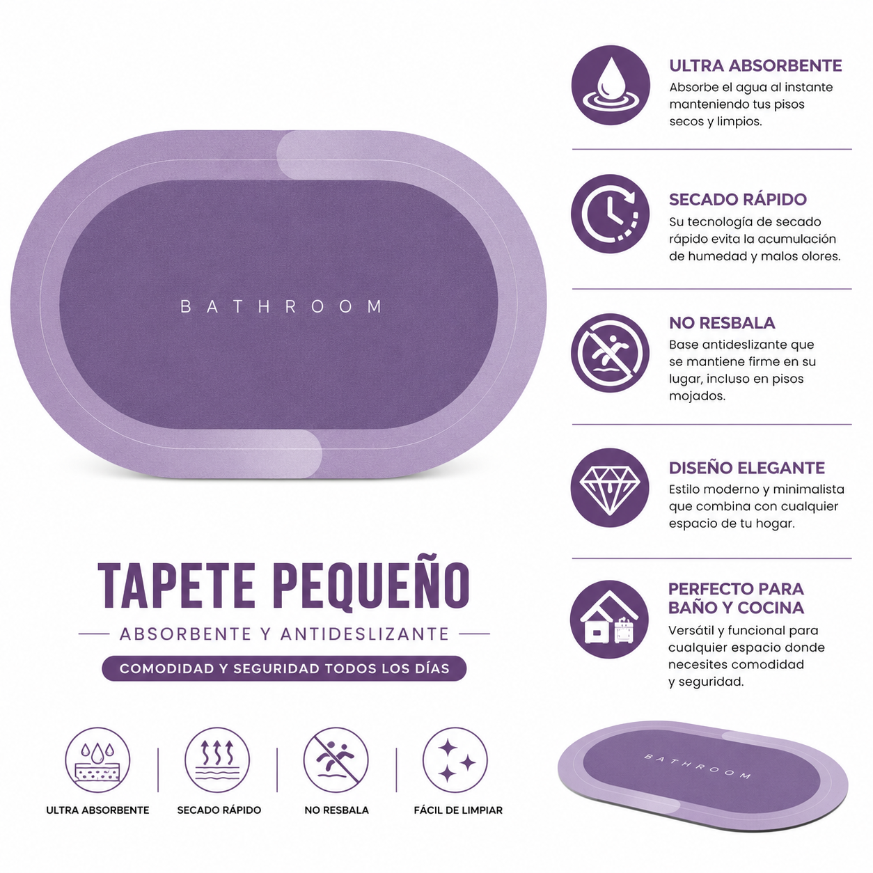 Tapete Pequeño Absorbente Y Antideslizan