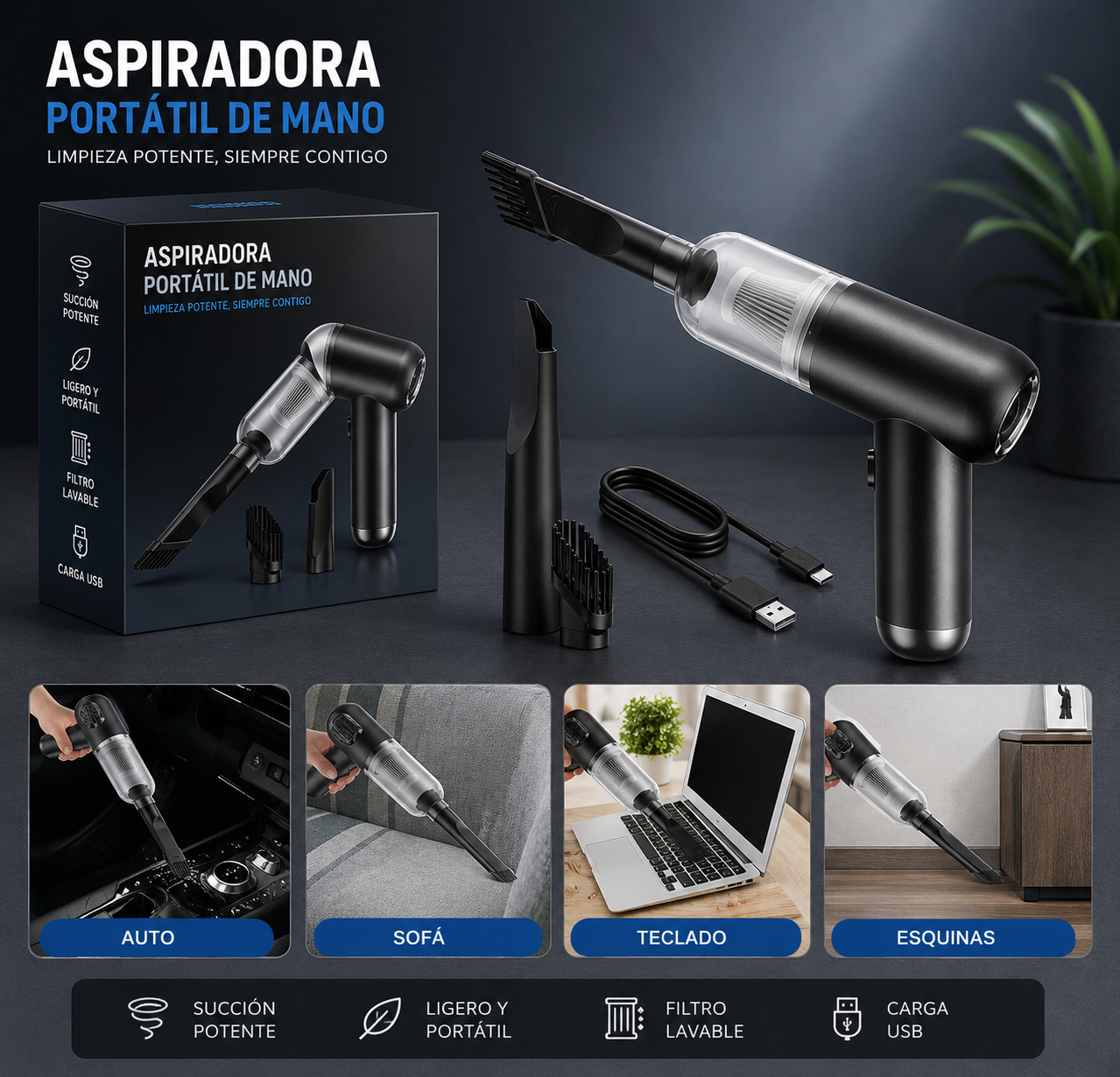 Aspiradora portátil de mano