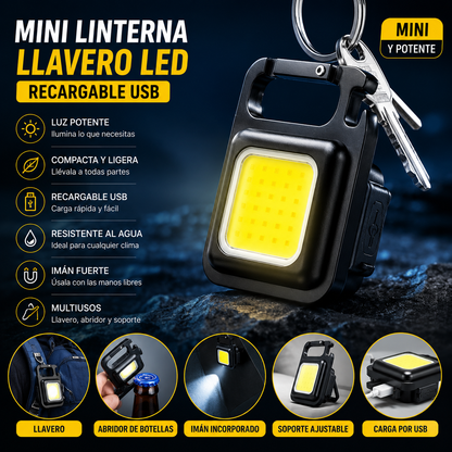 MINI LINTERNA LLAVERO LED RECARGABLE USB